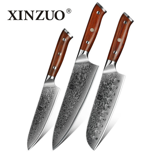 3 Pieces Pro Kitchen Knife Sets Damascus Stainless Steel