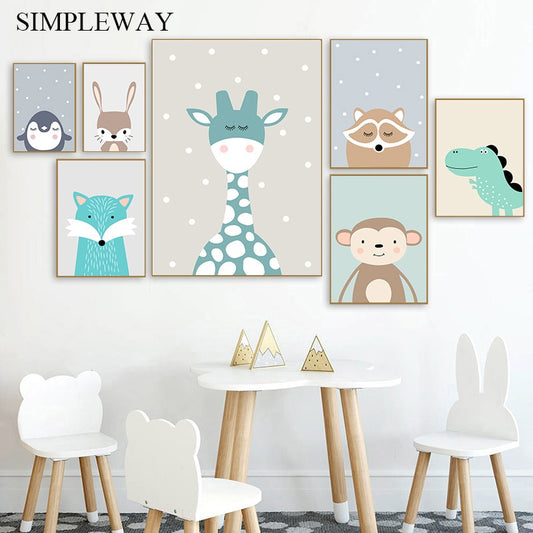 Cute Cartoon Baby Animal Art Print
