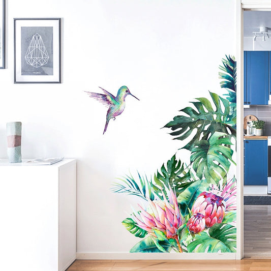 Leaves Flowers Bird Wall Stickers