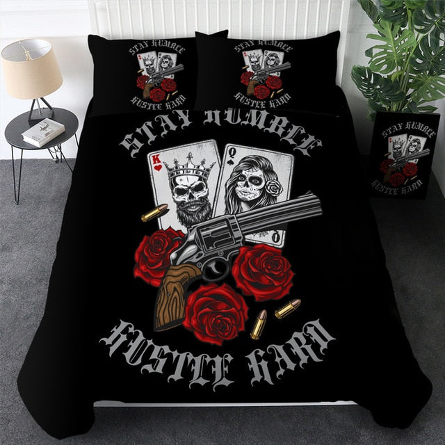 Floral Skull Bedding Set King Duvet Cover