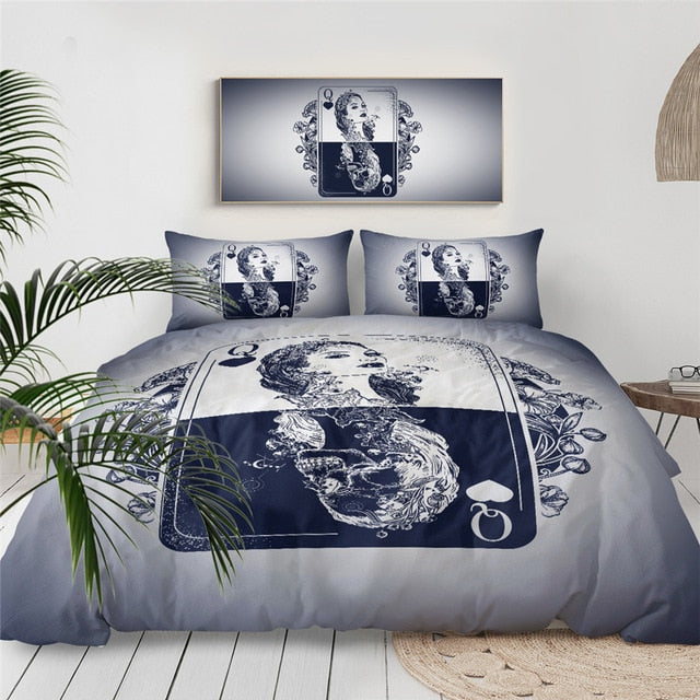 Floral Skull Bedding Set King Duvet Cover