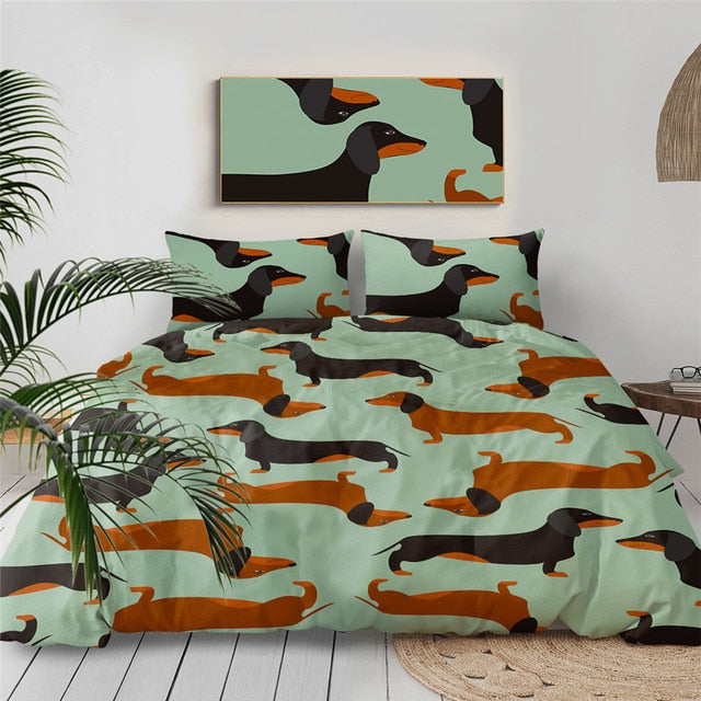 Dachshund Bedding Set Colorful Duvet Cover