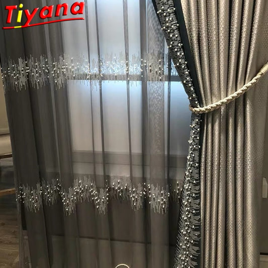 Luxury Embroidery Sequins Tulle Curtains