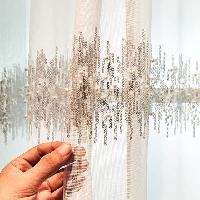 Luxury Embroidery Sequins Tulle Curtains