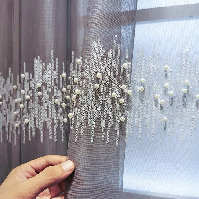 Luxury Embroidery Sequins Tulle Curtains