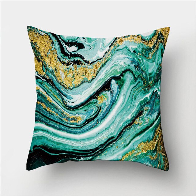 Golden Marble Geometric Decorative Cushion