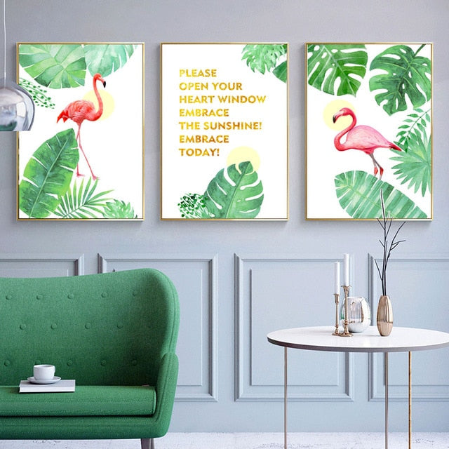 Green And Gold Monstera Plant Painting