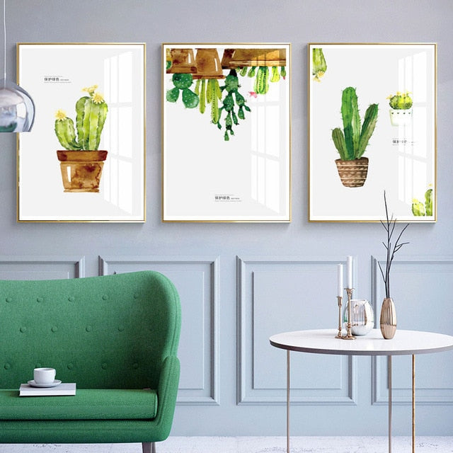 Green And Gold Monstera Plant Painting