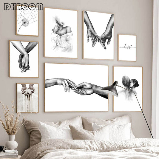 Romantic Hand In Hand Canvas Painting