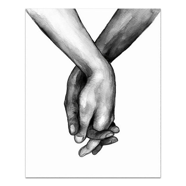 Romantic Hand In Hand Canvas Painting