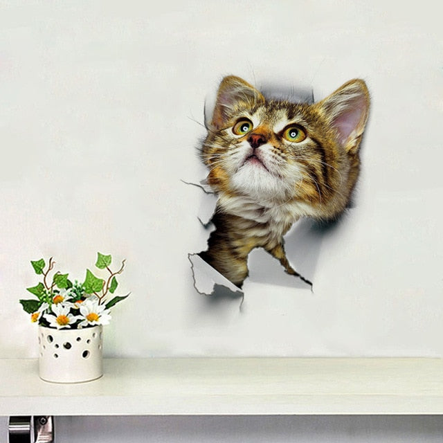 Fashion 3d cats toilet stickers
