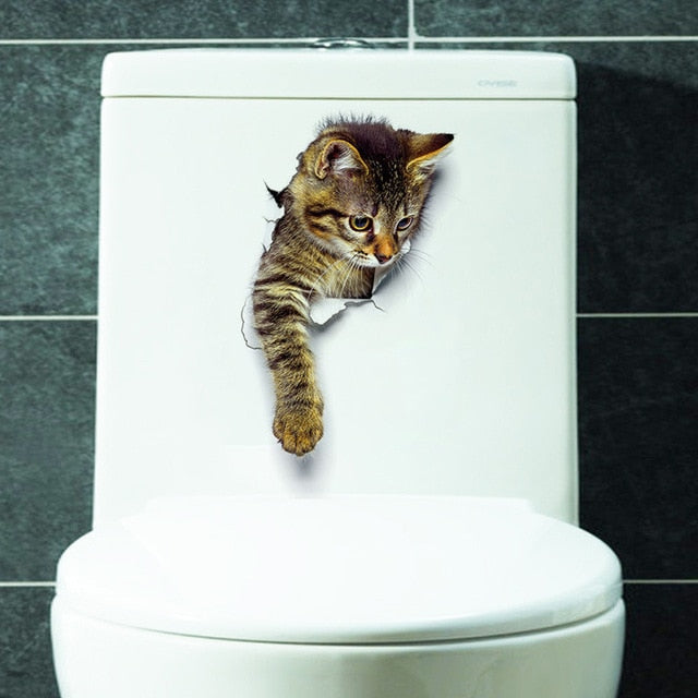 Fashion 3d cats toilet stickers