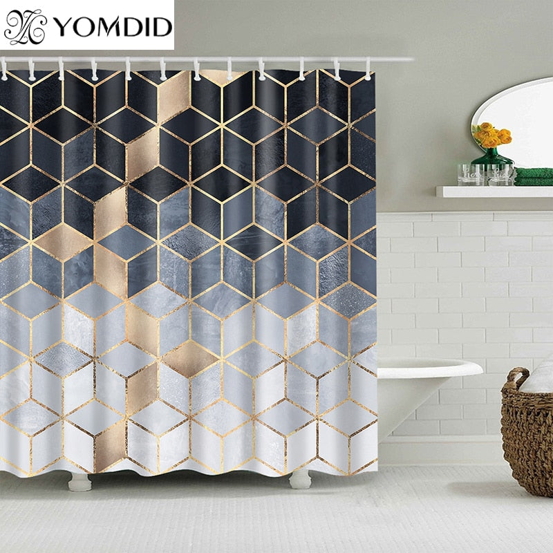 Yomdid marble pattern bath curtain waterproof