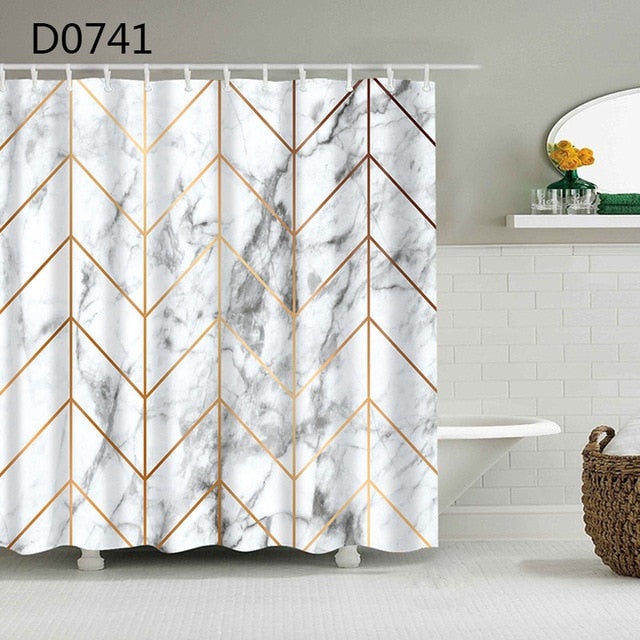 Yomdid marble pattern bath curtain waterproof