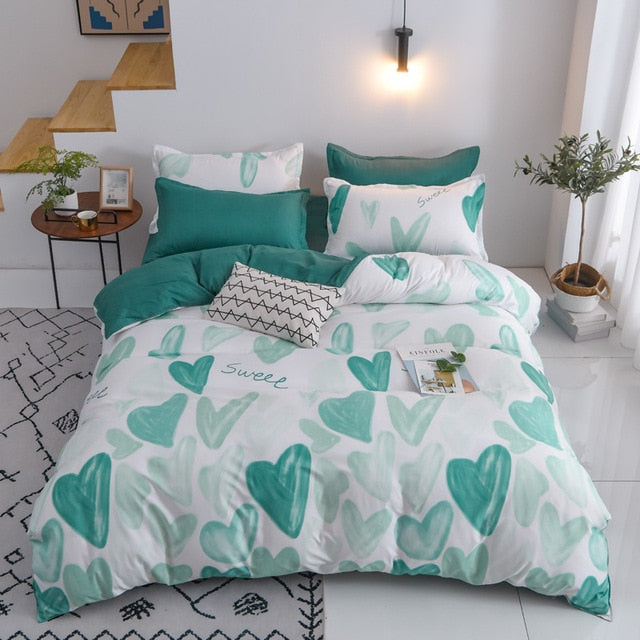 Heart Tropical Print Lovers Bed Cover