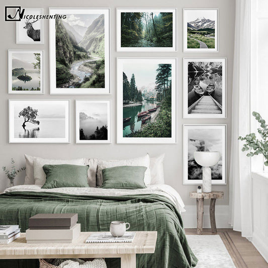 Scandinavian Black White Nature Landscape Poster
