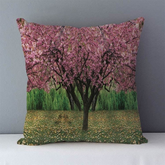 Plants life trees printed cushion