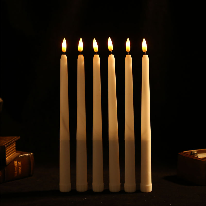 6/12/24 Pieces Flameless Yellow Flickering Battery Taper Candles