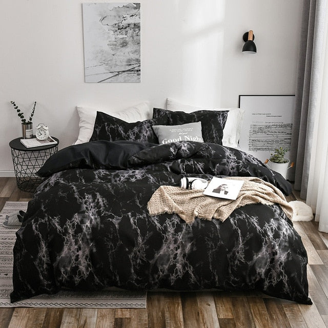 Quilted Sanding Duvet Cover Set Marble