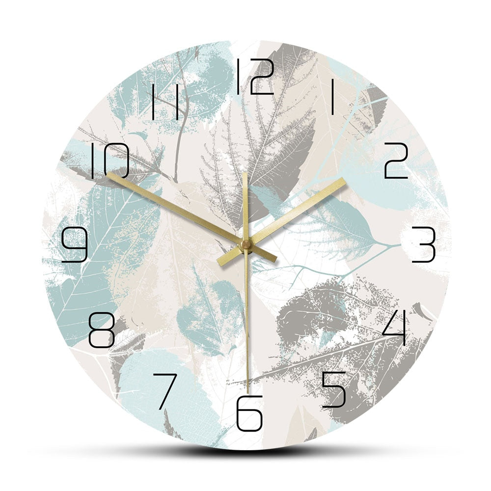 Fresh Leaves Plant Pattern Wall Clock