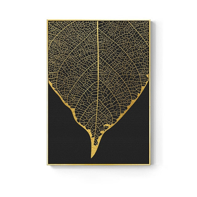 Golden abstract leaf flower Wall Art