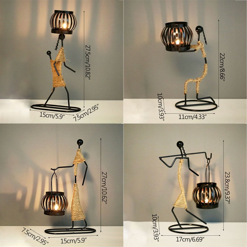 Metal Candlestick Abstract Character Sculpture