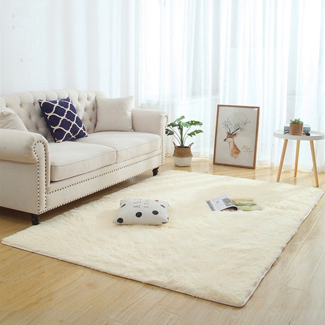 Silky fluffy carpet long plush mats