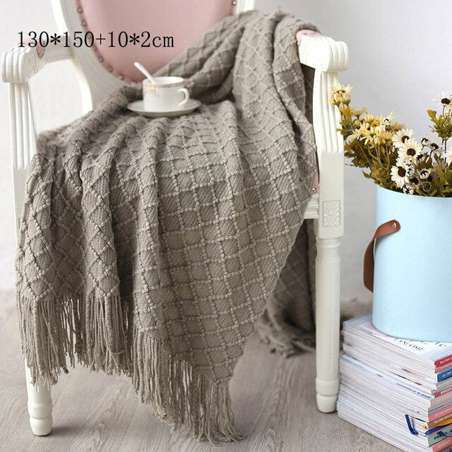 Knitted Throw Thread Blanket for Beds