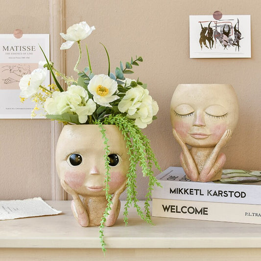 Human Face Vase Eyes Doll Flowerpot