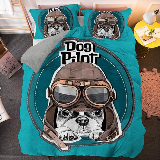 Cartoon Pug Duvet Cover 3D Bedding