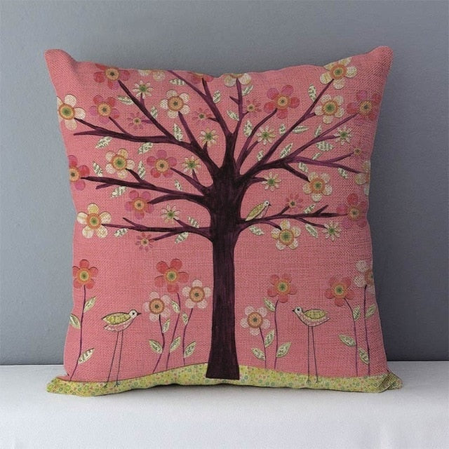 Flower Printed Pastoral Couch Seat Cushion