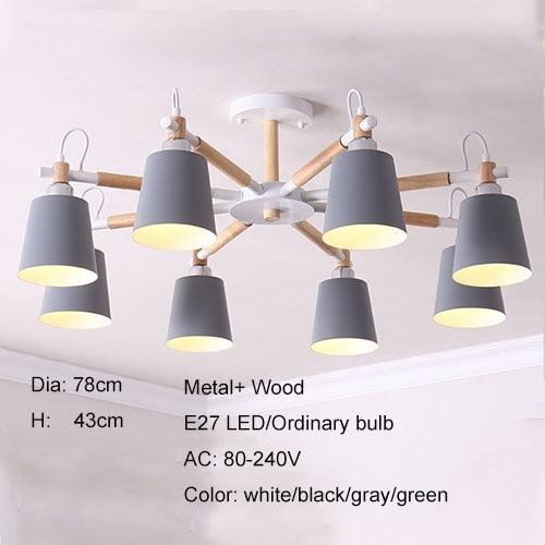 Modern Chandelier Wooden LED Light