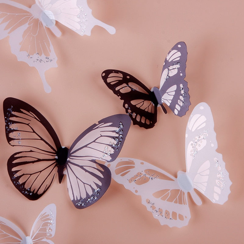 3d Effect Crystal Butterflies Wall Sticker