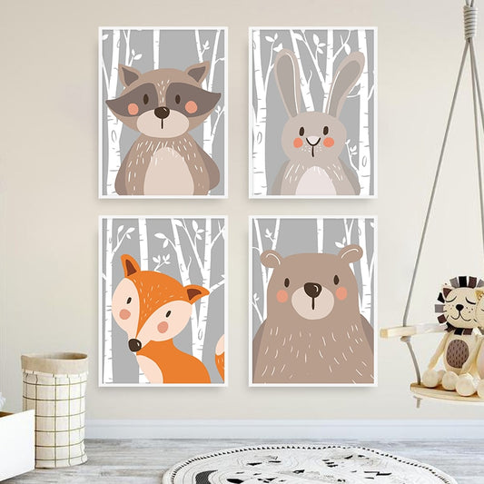 Forest Animals Canvas Painting On The Wall