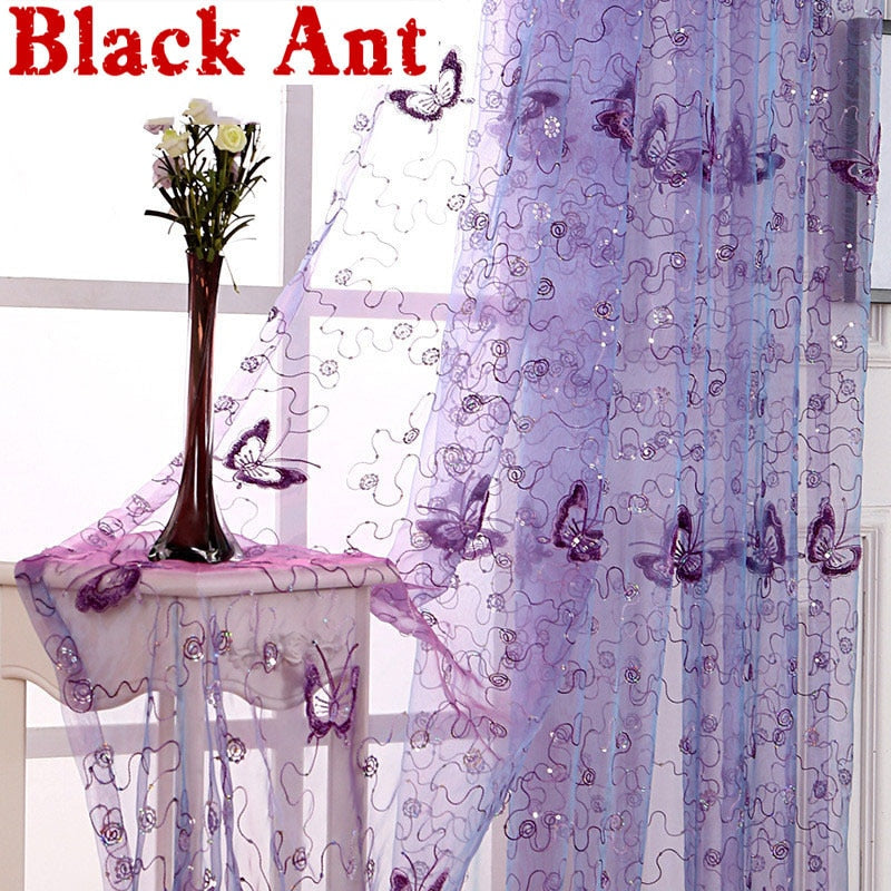Shining Butterfly Embroidered Curtain Panel