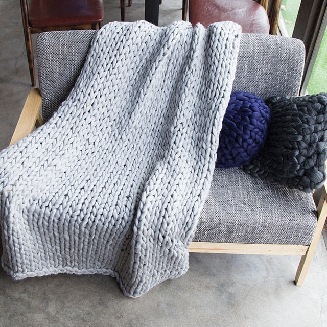 Plaids blanket for Winter Bed Sofa Plane Thick Yarn