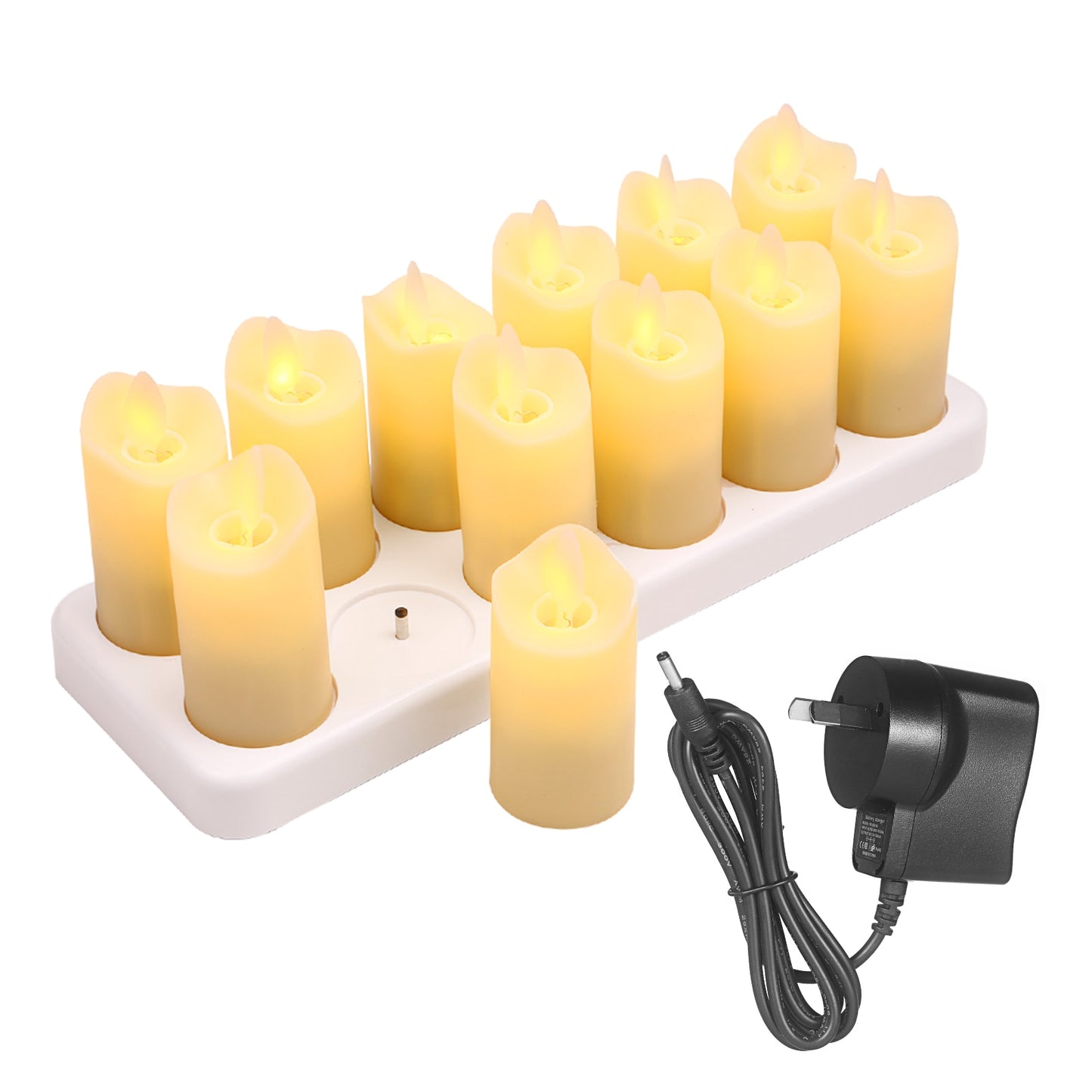 12Pcs Rechargeable Candles Realistic Warm Yellow LED