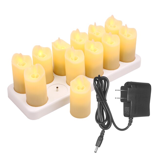 12Pcs Rechargeable Candles Realistic Warm Yellow LED