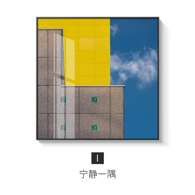 Modern Building Canvas Painting Colorful Wall Art Posters
