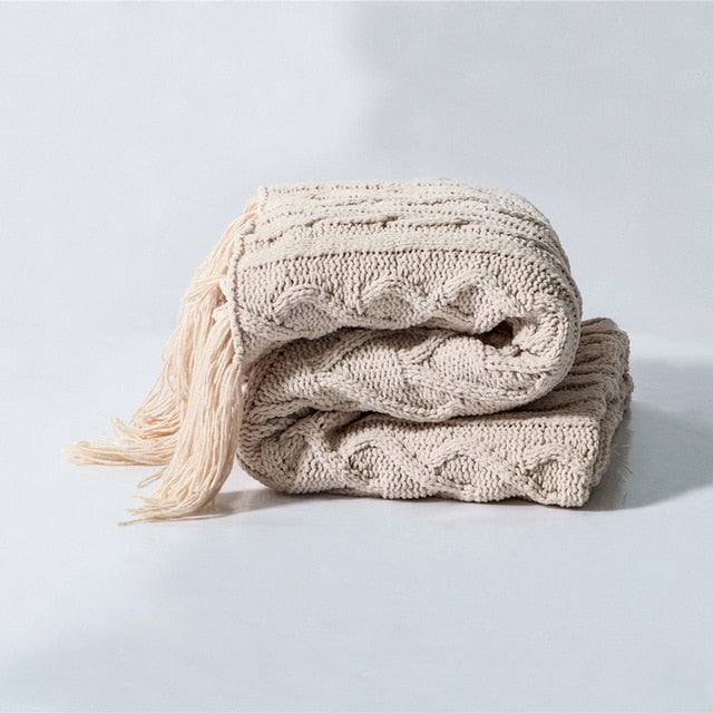 Brand Chenille Knitted Blanket Heart Twist