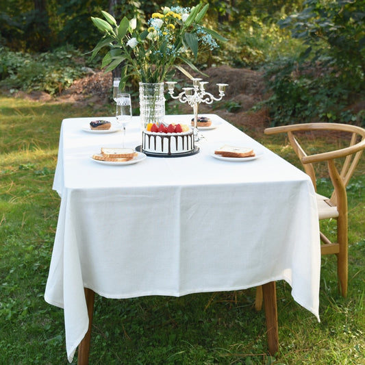 Custom made white polyester cotton tablecloth