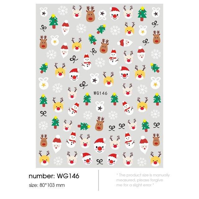 1 pieces stickers for nails christmas snowman decorations