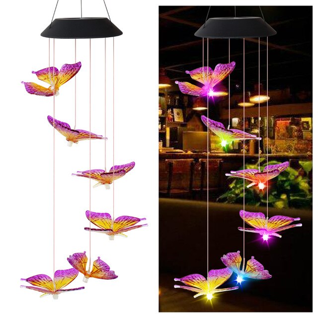 LED Multicolor Butterfly Wind Chime Lawn Lamps