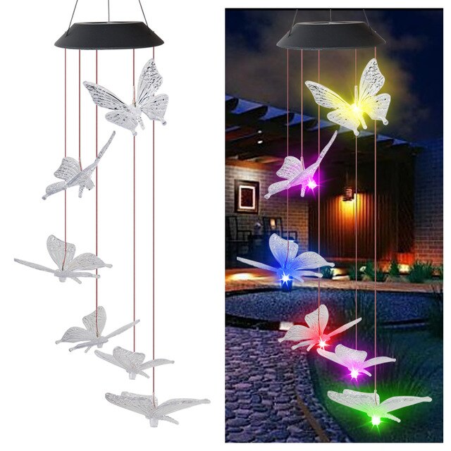 LED Multicolor Butterfly Wind Chime Lawn Lamps