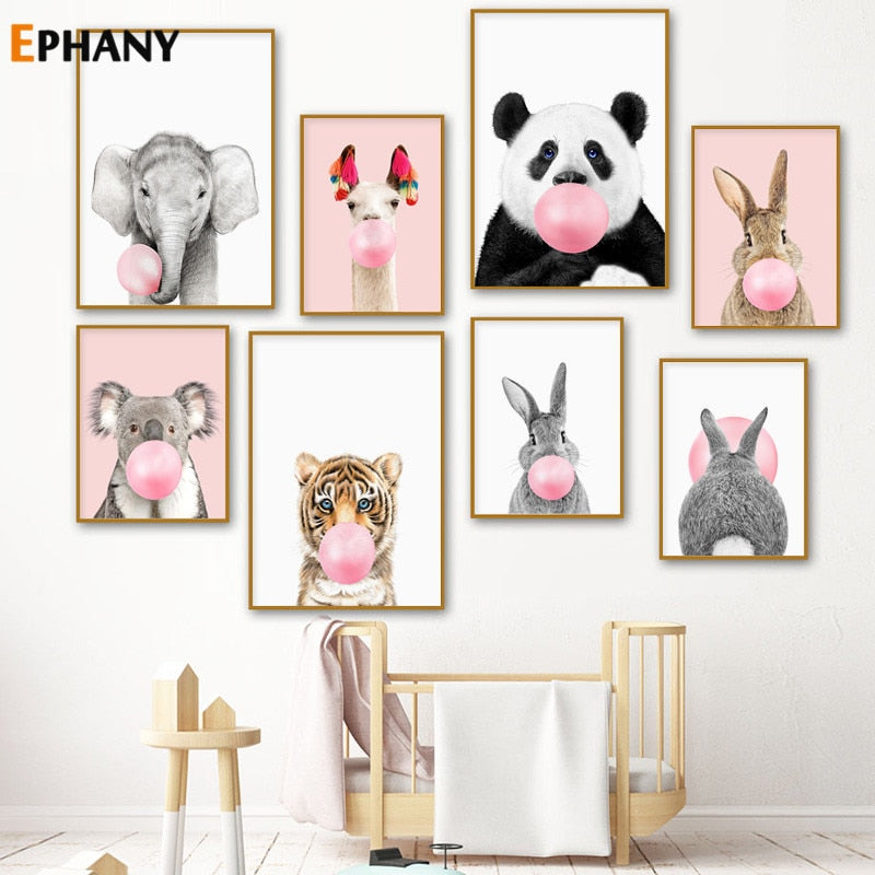 Animal Child Poster Nursery Wall Art Painting