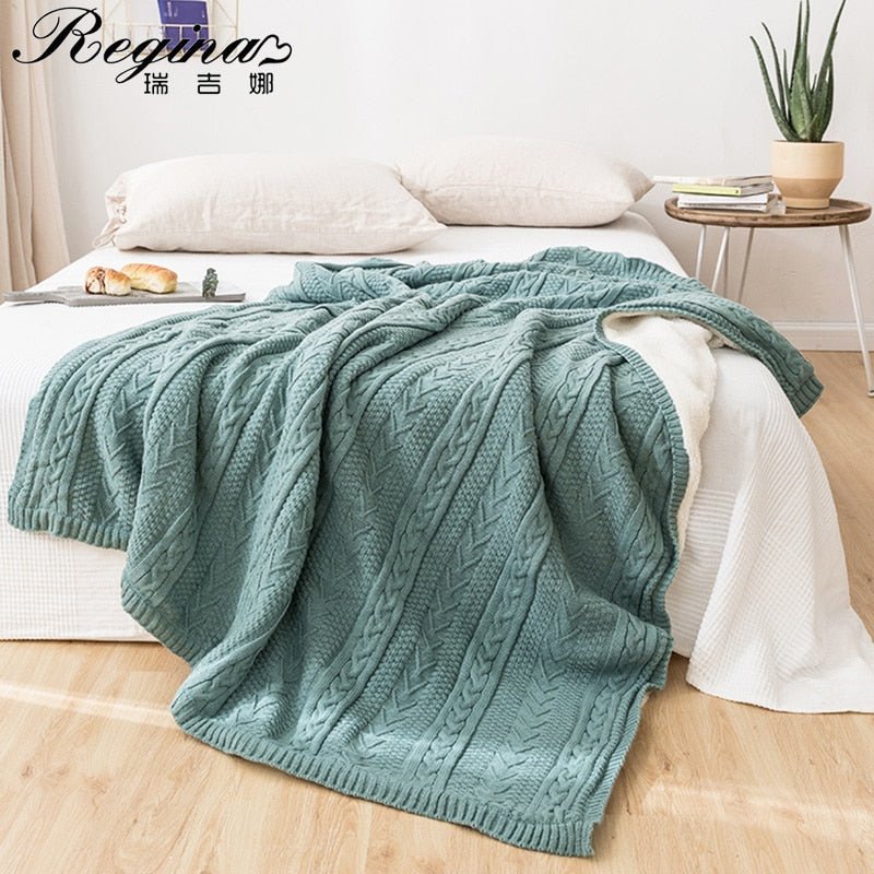 Brand Winter Stripe Fleece Blanket