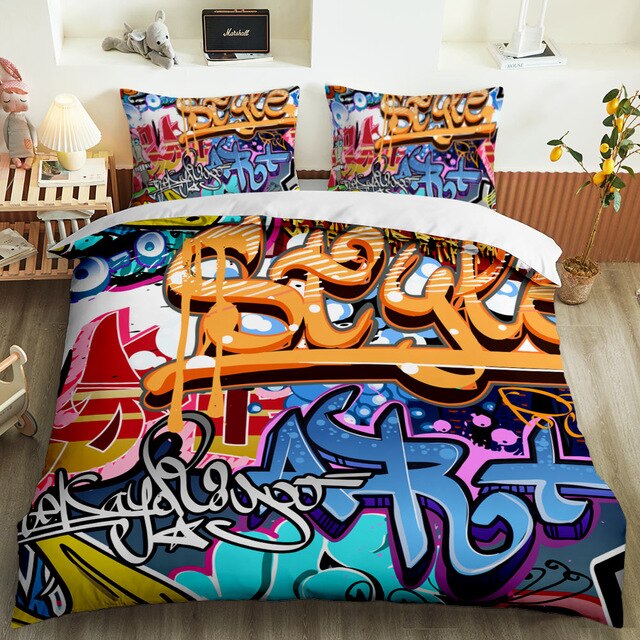 Hip-Hop Graffiti 3D Duvet Cover Set