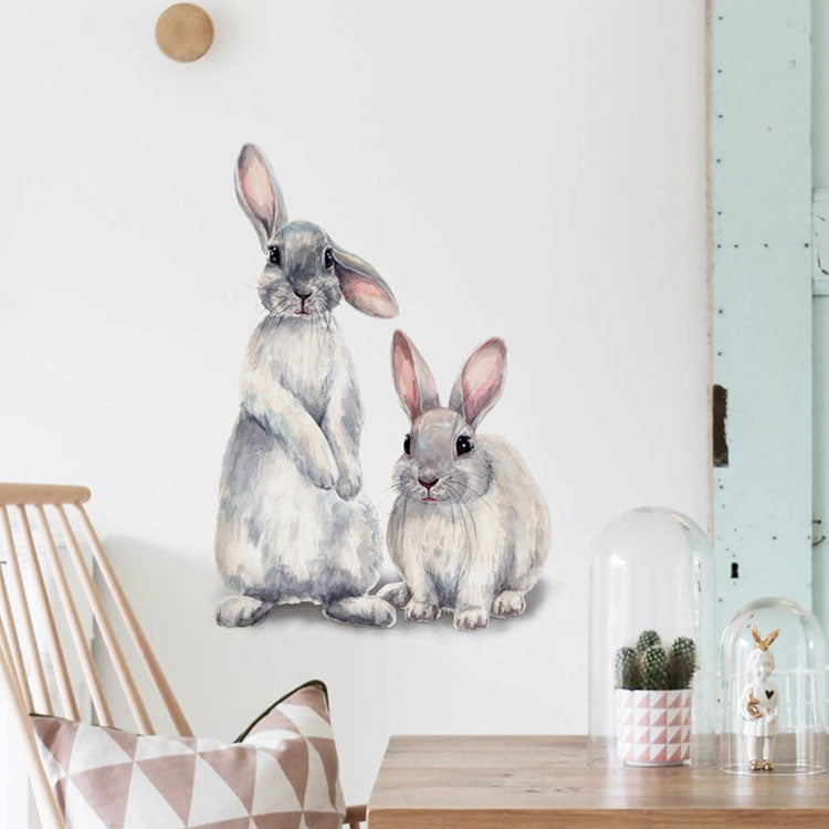 Two Cute Rabbits Wall Sticker Decoration