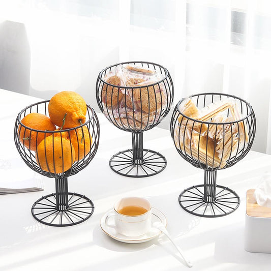 wrought iron wine glass shape fruit basket drain