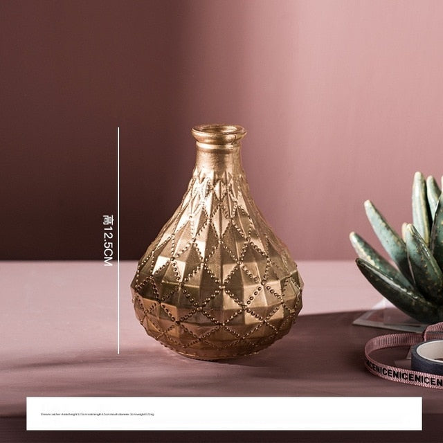 Modern Golden Glass Vase Light Luxury